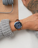Buy Shop Fossil Grant Sport Chronograph Blue Dial Brown Leather Strap Watch for Men - FS5268 USA Online
