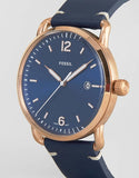 Buy Shop Fossil The Commuter Blue Dial Blue Leather Strap Watch for Men - FS5274 USA Online