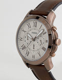 Buy Shop Fossil Grant Chronograph White Dial Brown Leather Strap Watch for Men - FS5344 USA Online
