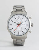 Fossil Townsman White Dial Silver Steel Strap Watch for Men - FS5346