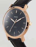 Buy Shop Fossil The Minimalist Black Dial Black Leather Strap Watch for Men - FS5376 USA Online
