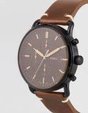 Buy Shop Fossil Commuter Chronograph Black Dial Brown Leather Strap Watch for Men - FS5403 USA Online