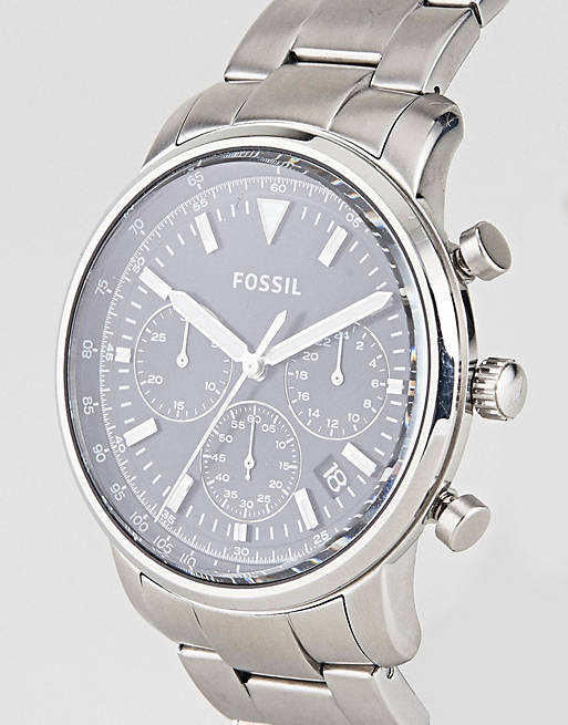 Buy Shop Fossil Goodwin Chronograph Black Dial Silver Steel Strap Watch for Men - FS5412 USA Online