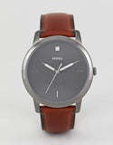 Buy Shop Fossil The Minimalist 3H Grey Dial Brown Leather Strap Watch for Men - FS5479 USA Online