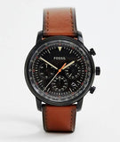 Buy Shop Fossil Goodwin Luggage Chronograph Black Dial Brown Leather Strap Watch for Men - FS5501 USA Online