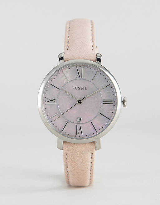 Buy Shop Fossil Jacqueline Blush Mother of Pearl Dial Pink Leather Strap Watch for Women - ES4151 USA Online