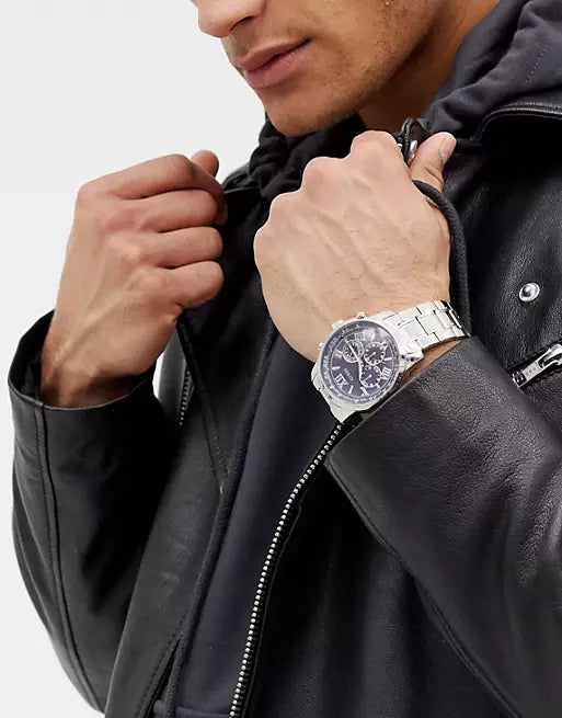 Buy Shop Guess Horizon Chronograph Quartz Blue Dial Silver Steel Strap Watch for Men - W0379G3 USA Online