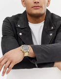 Buy Shop Guess Horizon Chronograph Black Dial Gold Steel Strap Watch For Men - W0379G4 USA Online