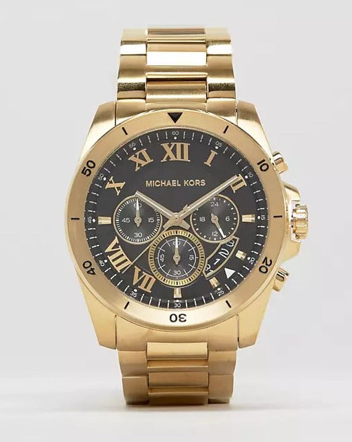 Buy Shop Michael Kors Brecken Chronograph Quartz Black Dial Gold Steel Strap Watch For Men - MK8481 USA Online