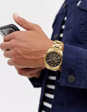 Buy Shop Michael Kors Brecken Chronograph Quartz Black Dial Gold Steel Strap Watch For Men - MK8481 USA Online