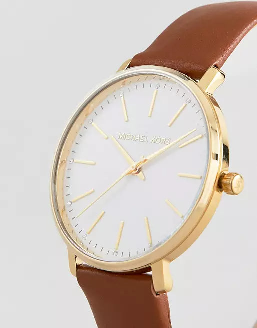 Buy Shop Michael Kors Pyper Quartz Silver Dial Brown Leather Watch For Women - MK2740 USA Online