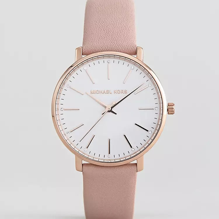 Buy Shop Michael Kors Pyper Quartz White Dial Pink Leather Strap Watch For Women - MK2741 USA Online