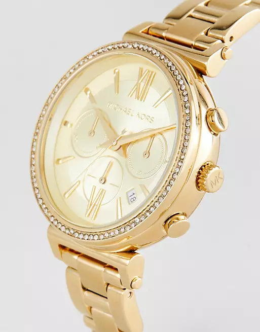 Buy Shop Michael Kors Sofie Chronograph Quartz Gold Dial Gold Steel Strap Watch For Women - MK6559 USA Online