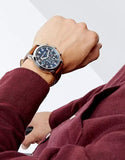 Buy Shop Michael Kors Gage Chronograph Blue Dial Brown Leather Strap Watch For Men - MK8362 USA Online