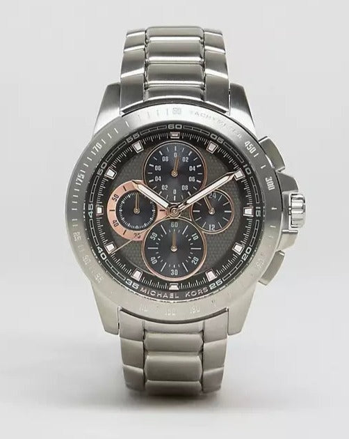 Buy Shop Michael Kors Ryker Chronograph Black Dial Silver Steel Strap Watch For Men - MK8528 USA Online