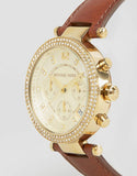 Buy Shop Michael Kors Parker Champagne Gold Dial Brown Leather Strap Watch for Women - MK2249 USA Online