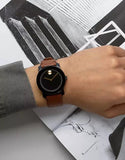 Buy Shop Movado Bold Black Dial Brown Leather Strap Watch For Men - 3600305 USA Online
