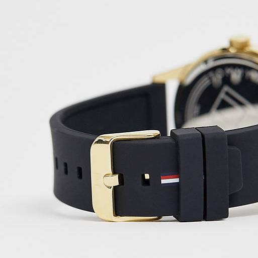 Buy Shop Tommy Hilfiger Austin Black Dial Black Rubber Strap Watch for Men - 1791636 USA Online