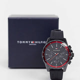 Buy Shop Tommy Hilfiger Mason Black Dial Black Rubber Strap Watch for Men - 1791793 USA Online