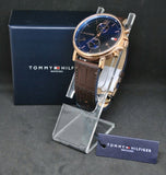 Tommy Hilfiger Daniel Blue Dial Brown Leather Strap Watch for Men - 1710418