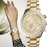Buy Shop Michael Kors Brinkley Diamonds Gold Dial Gold Steel Strap Watch for Women - MK6187 USA Online