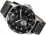 Buy Shop Fossil Crewmaster Sports Automatic Black Dial Black Leather Strap Watch for Men - ME3148 USA Online