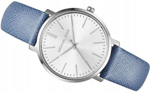 Buy Shop Michael Kors Jaryn Quartz Silver Dial Blue Leather Strap Watch For Women - MK2495 USA Online