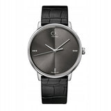 Buy Shop Calvin Klein Grey Dial Black Leather Strap Watch for Women - K2Y2Y1CU USA Online