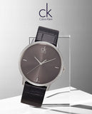 Buy Shop Calvin Klein Grey Dial Black Leather Strap Watch for Women - K2Y2Y1CU USA Online