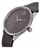 Buy Shop Calvin Klein Grey Dial Black Leather Strap Watch for Women - K2Y2Y1CU USA Online
