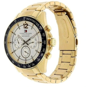Buy Shop Tommy Hilfiger Luke Chronograph White Dial Gold Steel Strap Watch for Men - 1791121 USA Online