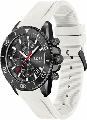 Buy Shop Hugo Boss Admiral Chronograph Black Dial White Rubber Strap Watch for Men - 1513966 USA Online