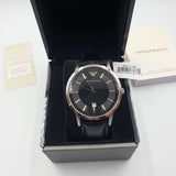 Buy Shop Emporio Armani Renato Analog Black Dial Black Leather Strap Watch For Men - AR11186 USA Online