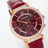 Buy Shop Swarovski Passage Chrono Red Dial Red Leather Strap Watch for Women - 5580345 USA Online