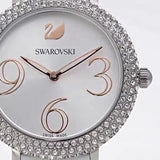 Buy Shop Swarovski Crystal Frost Silver Dial White Leather Strap Watch for Women - 5484070 USA Online