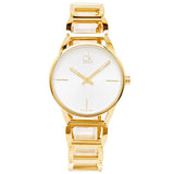 Buy Shop Calvin Klein Stately Silver Dial Gold Steel Strap Watch for Women - K3G23526 USA Online