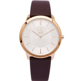 Buy Shop Calvin Klein Minimal White Dial Brown Leather Strap Watch for Men - K3M216G6 USA Online