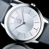 Buy Shop Calvin Klein Minimalist White Dial Black Leather Strap Watch for Men - K3M211C6 USA Online