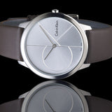 Buy Shop Calvin Klein Minimal Silver Dial Brown Leather Strap Watch for Men - K3M211G6 USA Online