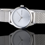 Buy Shop Calvin Klein Minimal White Dial Silver Mesh Bracelet Watch for Women - K3M231Y6 USA Online