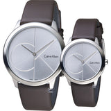 Buy Shop Calvin Klein Minimal Silver Dial Brown Leather Strap Watch for Men - K3M211G6 USA Online