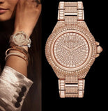 Buy Shop Michael Kors Camille Crystal Rose Gold Dial Rose Gold Steel Strap Watch for Women - MK5862 USA Online