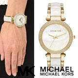 Buy Shop Michael Kors Parker Mother of Pearl Dial Two Tone Steel Strap Watch for Women - MK6400 USA Online