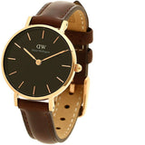 Buy Shop Daniel Wellington Classic Petite St Mawes Black Dial Brown Leather Strap Watch For Women - DW00100225 USA Online