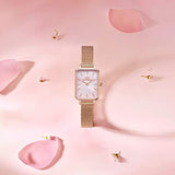 Buy Shop Daniel Wellington Quadro Pressed Melrose Pink Dial Pink Mesh Bracelet Watch For Women - DW00100510 USA Online