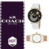 Buy Shop Coach Perry Black Dial White Leather Strap Watch for Women - 14503041 USA Online