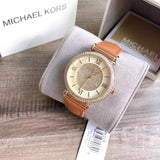 Buy Shop Michael Kors Catlin Champagne Dial Brown Leather Strap Watch for Women - MK2375 USA Online