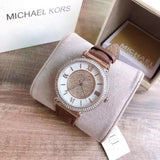 Buy Shop Michael Kors Caitlin Quartz Silver Dial Gray Leather Strap Watch For Women - MK2377 USA Online