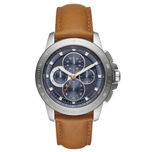 Buy Shop Michael Kors Ryker Chronograph Analog Blue Dial Brown Leather Strap Watch For Men - MK8518 USA Online