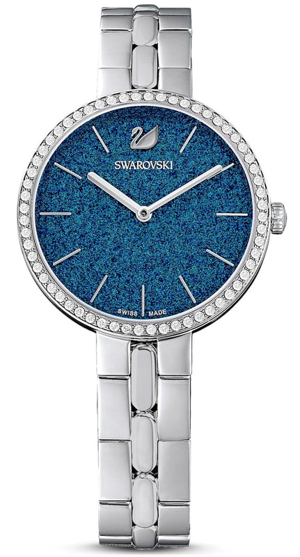 Buy Shop Swarovski Cosmopolitan Blue Dial Silver Steel Strap Watch for Women - 5517790 USA Online